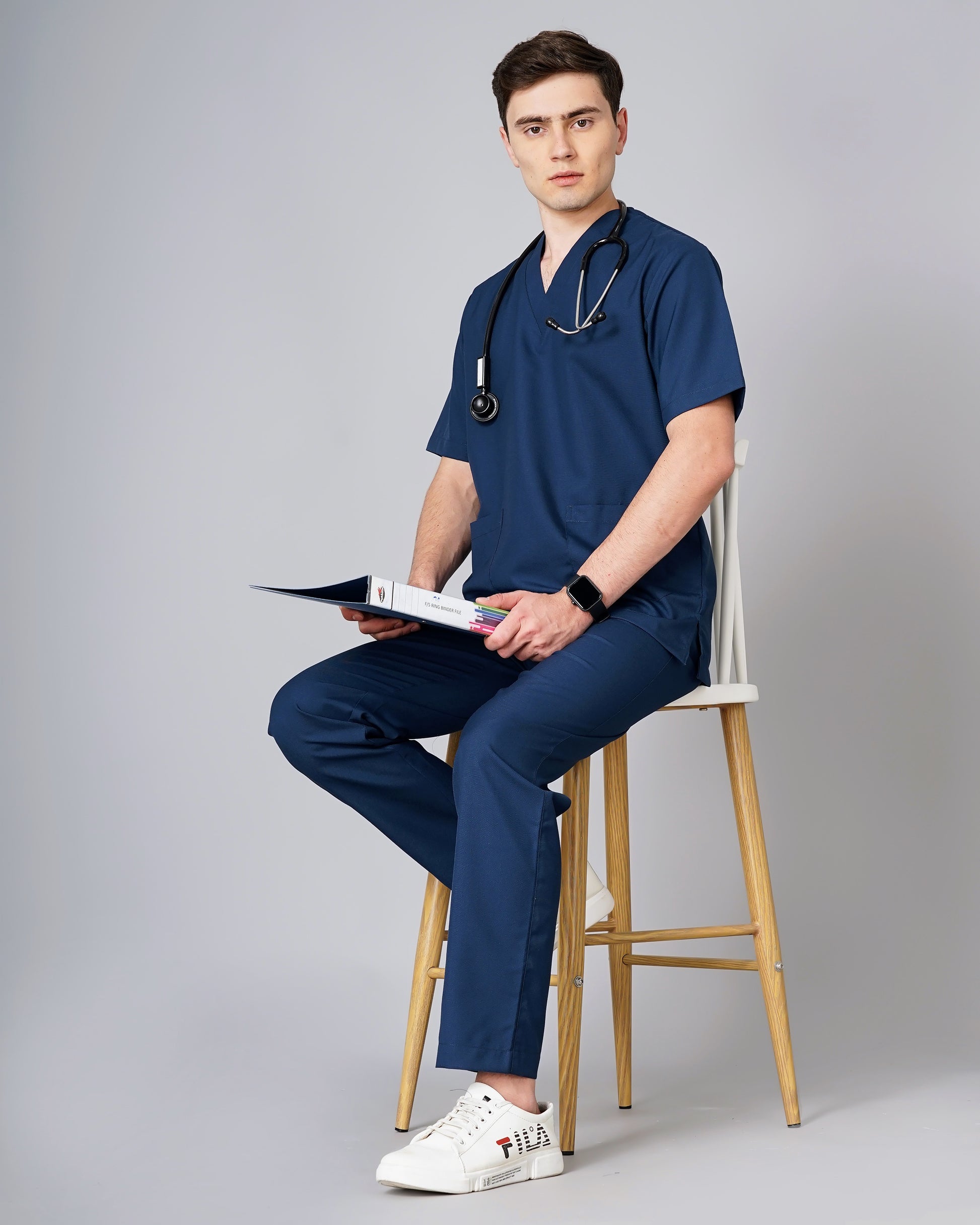 Classic V-Neck Medical Scrub Set – 5 Pockets, Breathable Fabric