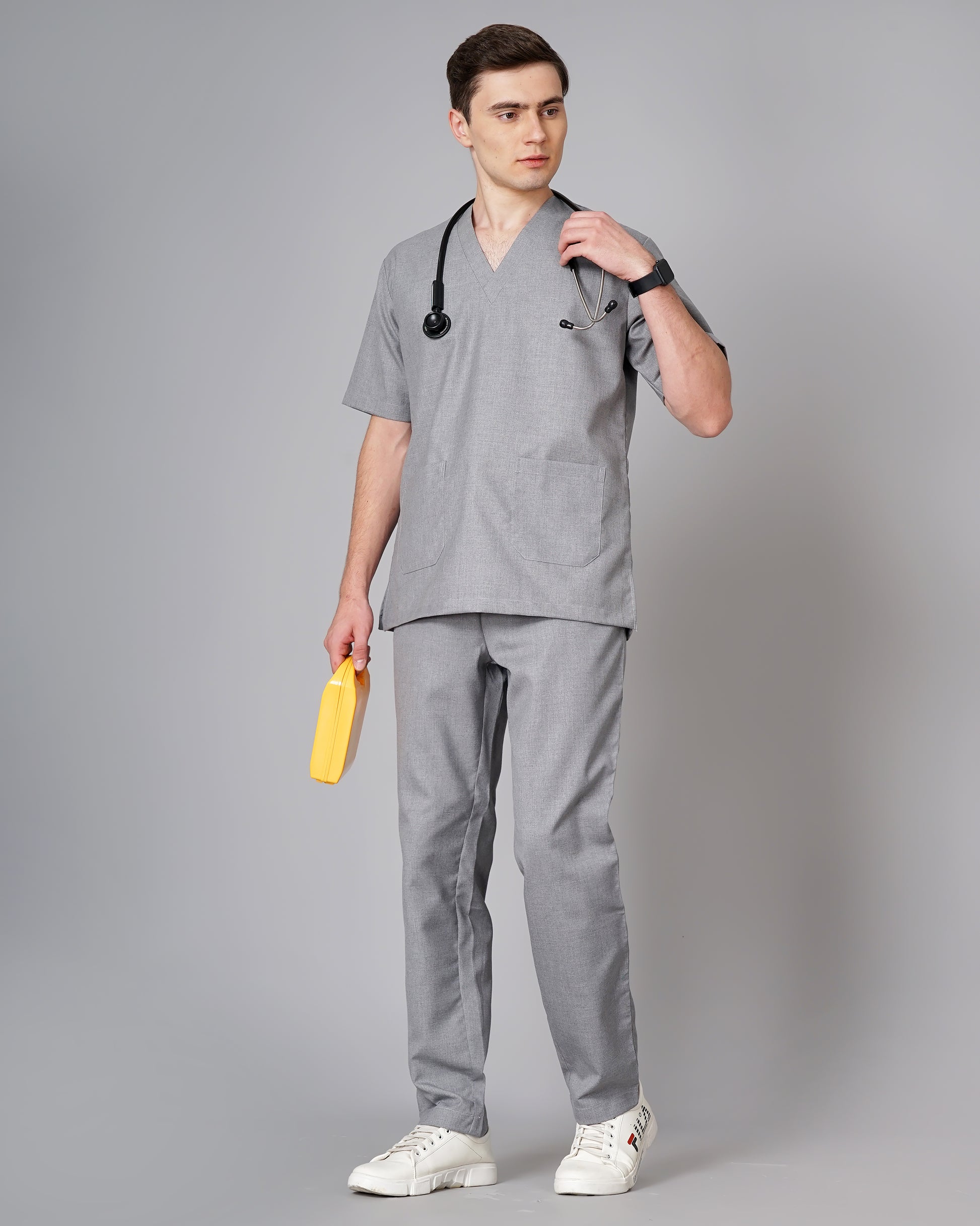 Classic V-Neck Medical Scrub Set – 5 Pockets, Breathable Fabric